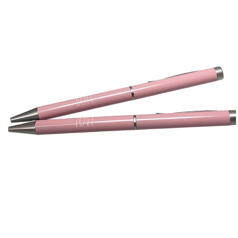 Rae Dunn Ballpoint Pen Set Pink Metal Hope Love Farmhouse Chic Office Stationery